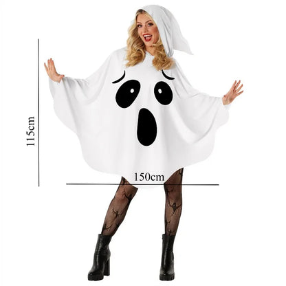 Halloween Witch Costume Set - White Bat Cloak for Halloween Parties & Cosplay