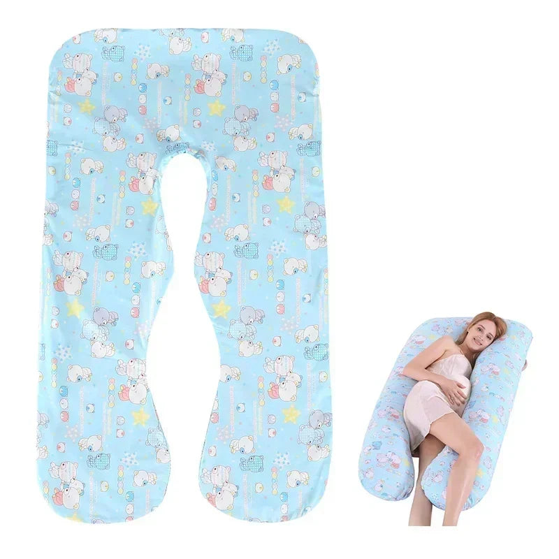 Cotton Maternity U-Shaped Body Pillow Case – 140/150cm Removable & Washable Cover for Pregnancy Support