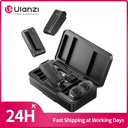 Ulanzi A100 Wireless Lavalier Microphone — Real-Time Monitoring MIC for iPhone 16/15 Pro(Max) & Camera Recording (J12 Upgrade)