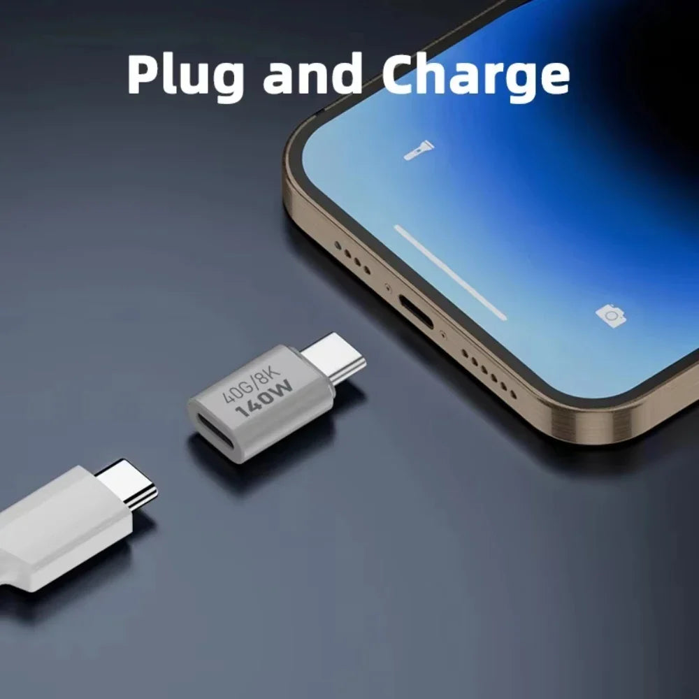 NNBILI 140W 40Gbps OTG Type-C Adapter – 90° USB-C to USB-C Fast Charging & Data Transfer for iPhone 15 & MacBook
