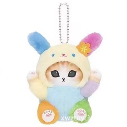 Hot Kawaii Plush Keychain Pendant — Mofusand Shark Cat & Cross-Dressing Hello Kitty/Kuromi Backpack Charm