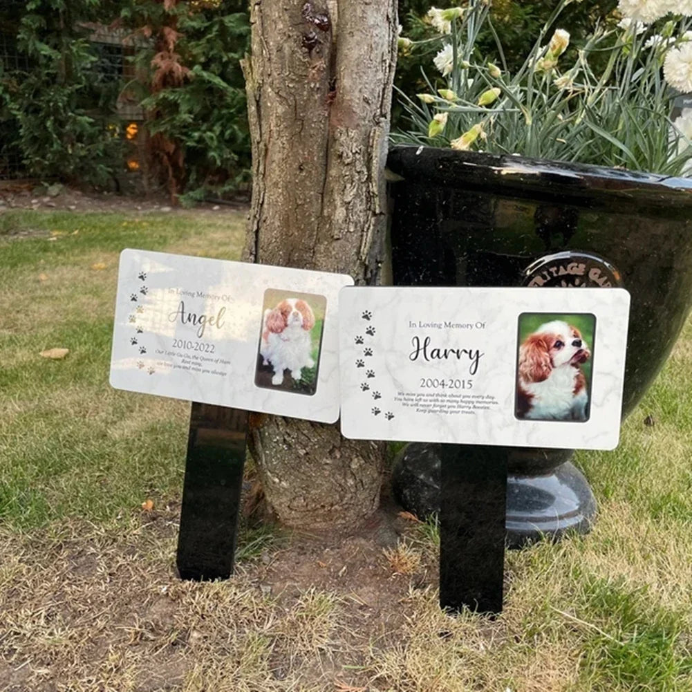 Personalized Pet Memorial Stake – Acrylic Grave Marker for Dog & Cat with Photo & Text