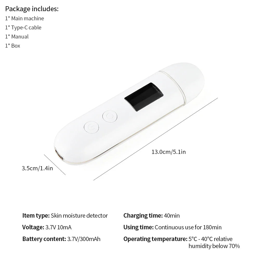 Skin Tester Analyzer - Moisture, Oil Content, Elasticity, and Age Test Meter with Fluorescent Agent Detector