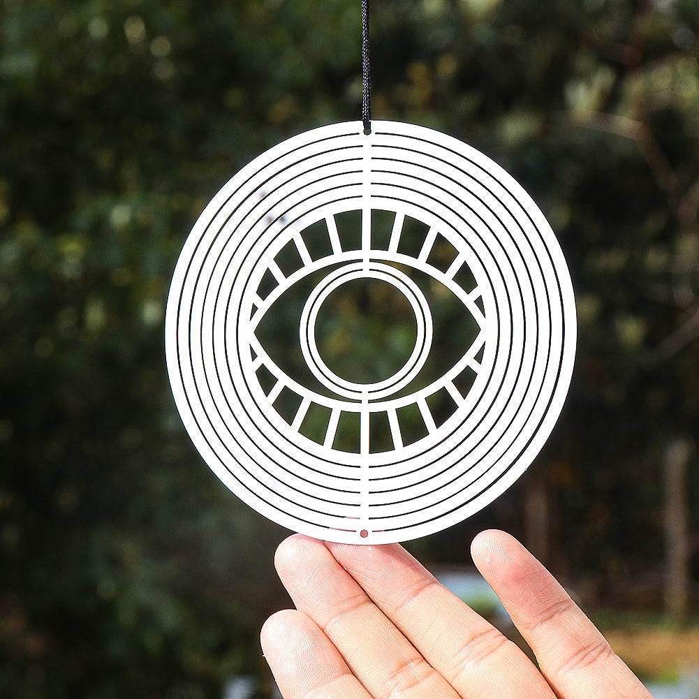 Turkish Devil Eye Wind Spinner – 3D Mirror Reflection Rotating Windchime, Feng Shui Amulet for Hanging Garden Decor
