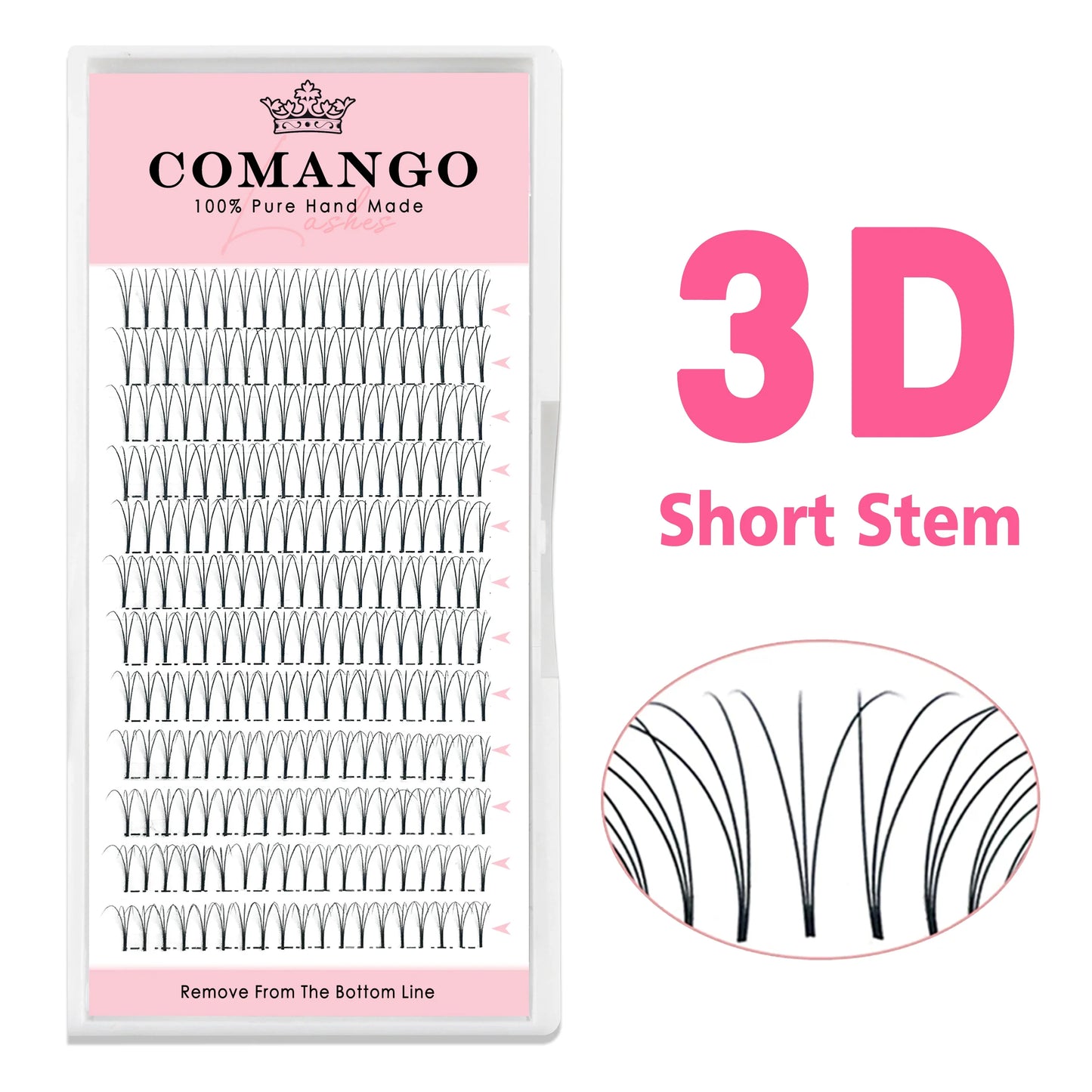 CoMango Premade Volume Fans Short Stem Russian Eyelash Extensions — 3D-10D Faux Mink Lashes Wholesale