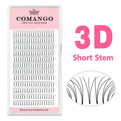 CoMango Premade Volume Fans Short Stem Russian Eyelash Extensions — 3D-10D Faux Mink Lashes Wholesale