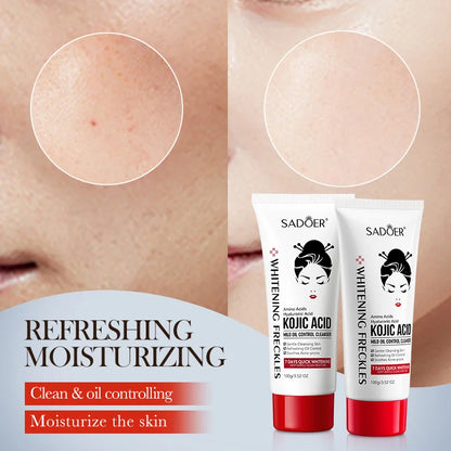 SADOER Kojic Acid Facial Cleanser – Moisturizing & Brightening Face Wash Foam for Skincare