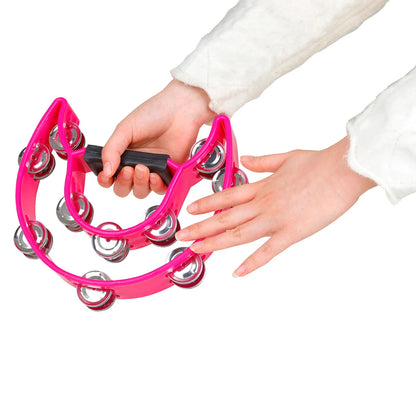 Orff Double Row Tambourine – Hand Rattle Percussion Instrument for Children, Educational Musical Toy & Party Gift