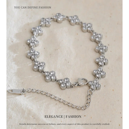 NiNice 316L Stainless Steel Cubic Zirconia Bracelet – Exquisite Minimalist Fashion Jewelry for Women, Elegant & Durable Design