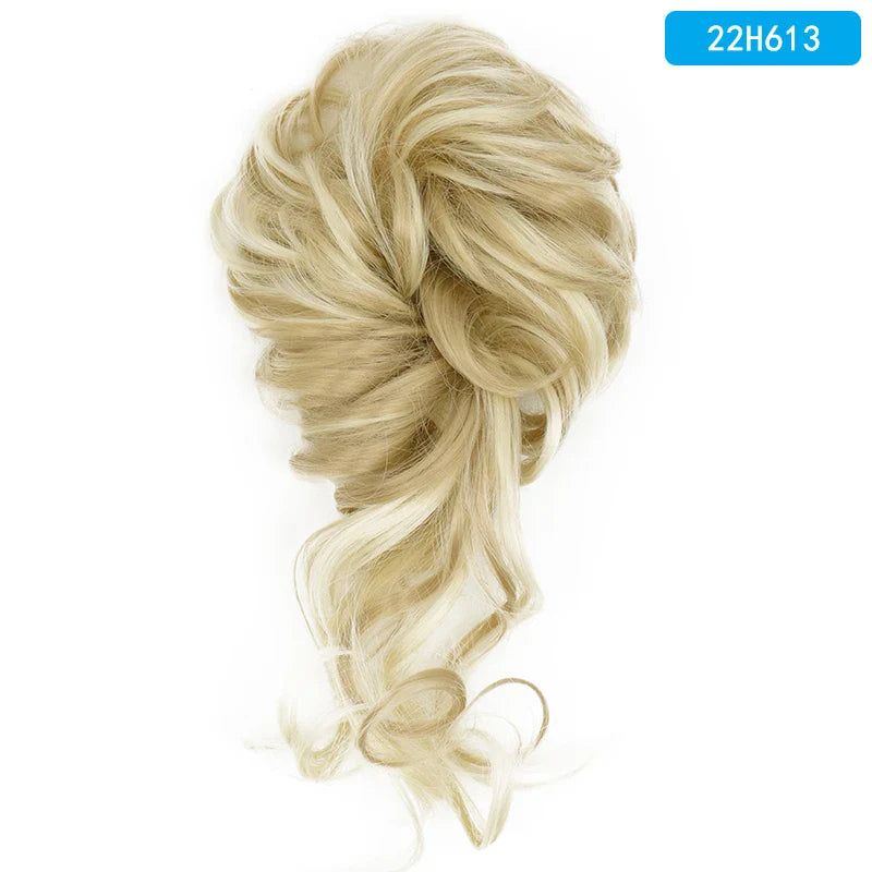 AZQUEEN Messy Bun Hair Extension – Synthetic Curly Wave Chignon Scrunchie, Elastic Band Updo Hairpiece for Women