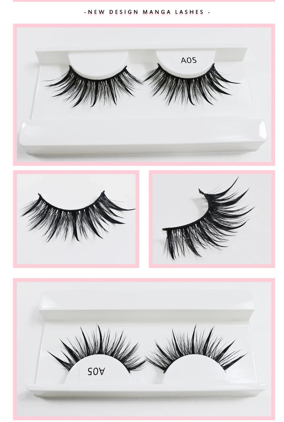 RED SIREN Wet Manga Lashes – Long, Thick Natural Fake Eyelashes for Korean Makeup Fashion
