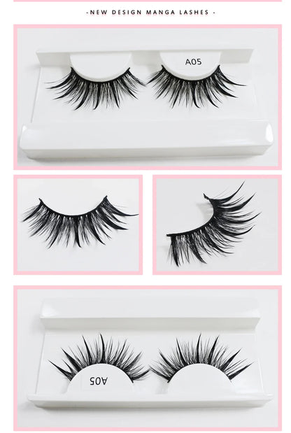 RED SIREN Wet Manga Lashes – Long, Thick Natural Fake Eyelashes for Korean Makeup Fashion