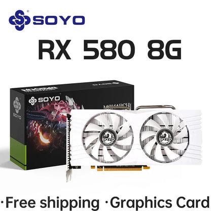 SOYO Radeon RX580 8GB GDDR5 Graphics Card – PCIe 3.0x16 GPU for Desktop Gaming, PC Components