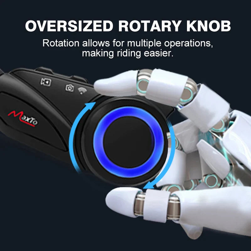 MAXTO M3 Motorcycle Helmet Bluetooth Headset — 1080P WiFi Video Recorder, Waterproof Intercom for 6 Riders, 1000m Range