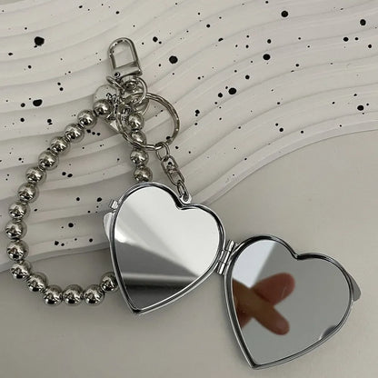 Heart-Shaped Mirror Keychain - Y2K Metal Bag Pendant, Sweet Trendy Fashion Accessory