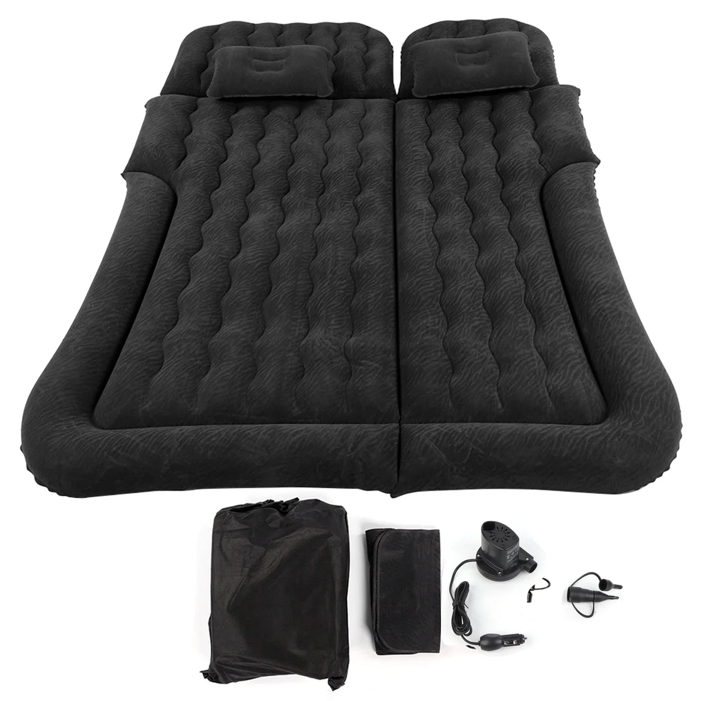 2-in-1 Car Travel Bed Inflatable Mattress — Soft PVC Flocking Sleeping Cushion for Car & SUV