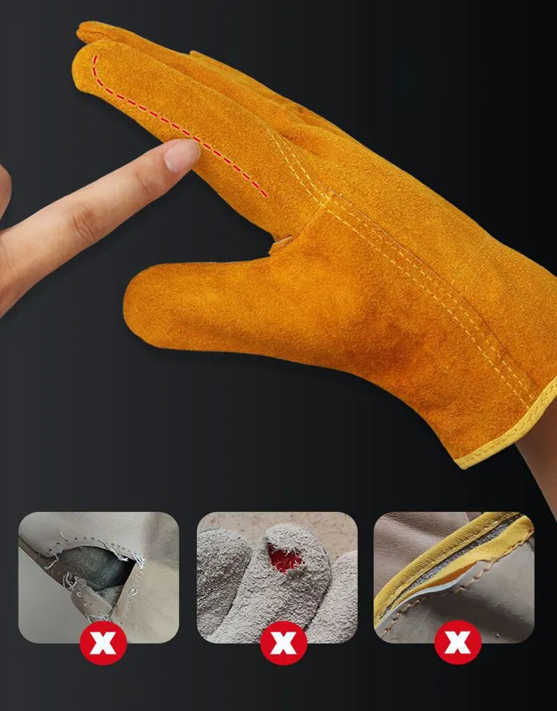 Men's Work Gloves – Soft Cowhide Driver, Hunting, Driving, Farm, Garden & Welding Safety Mechanic Gloves