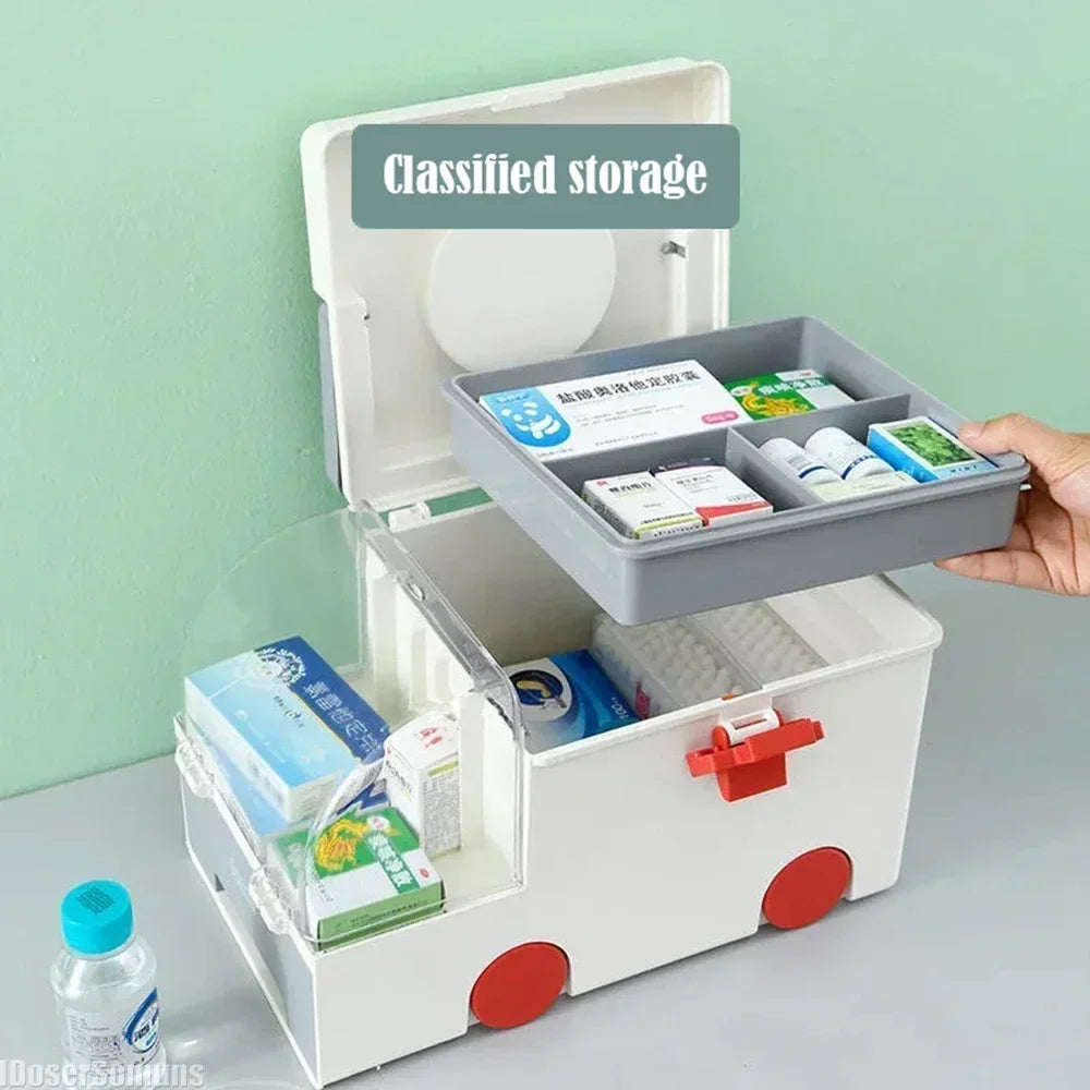 Portable Ambulance Medicine Box – Large Capacity Household Medical Storage & Classification Organizer