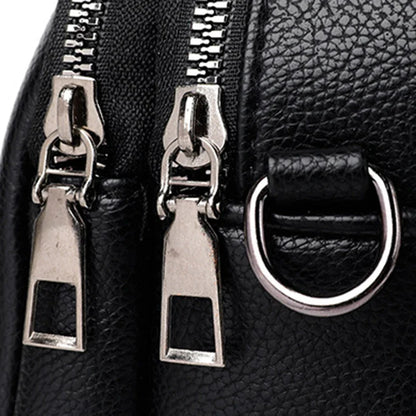 Women's Rivet Zipper Crossbody Bag – Solid Color Soft Leather Mobile Phone Shoulder Purse