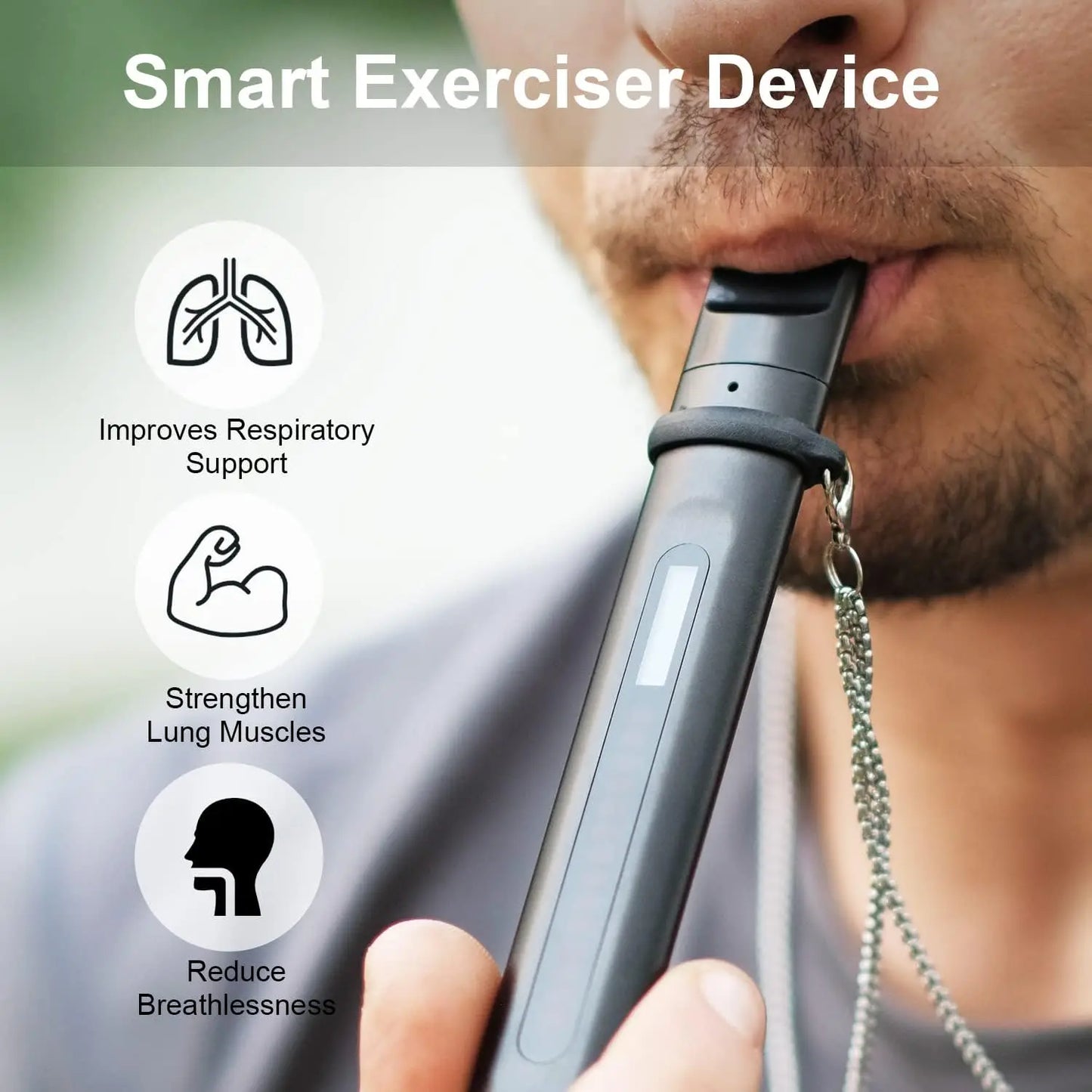 Smart Breathing Trainer Device with App — Breath Monitor for Lung Strength and Exercise