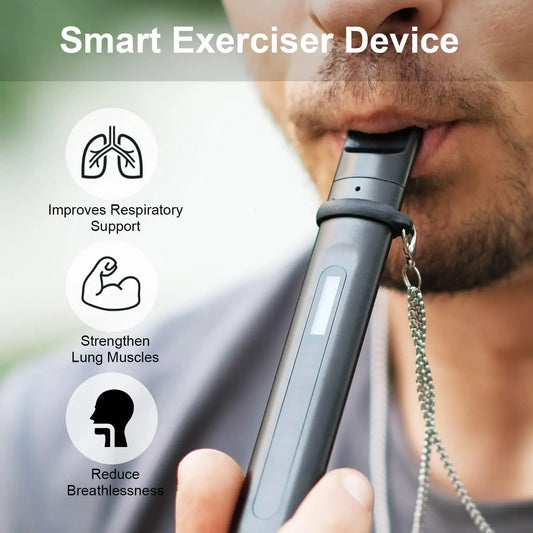 Smart Breathing Trainer Device with App — Breath Monitor for Lung Strength and Exercise
