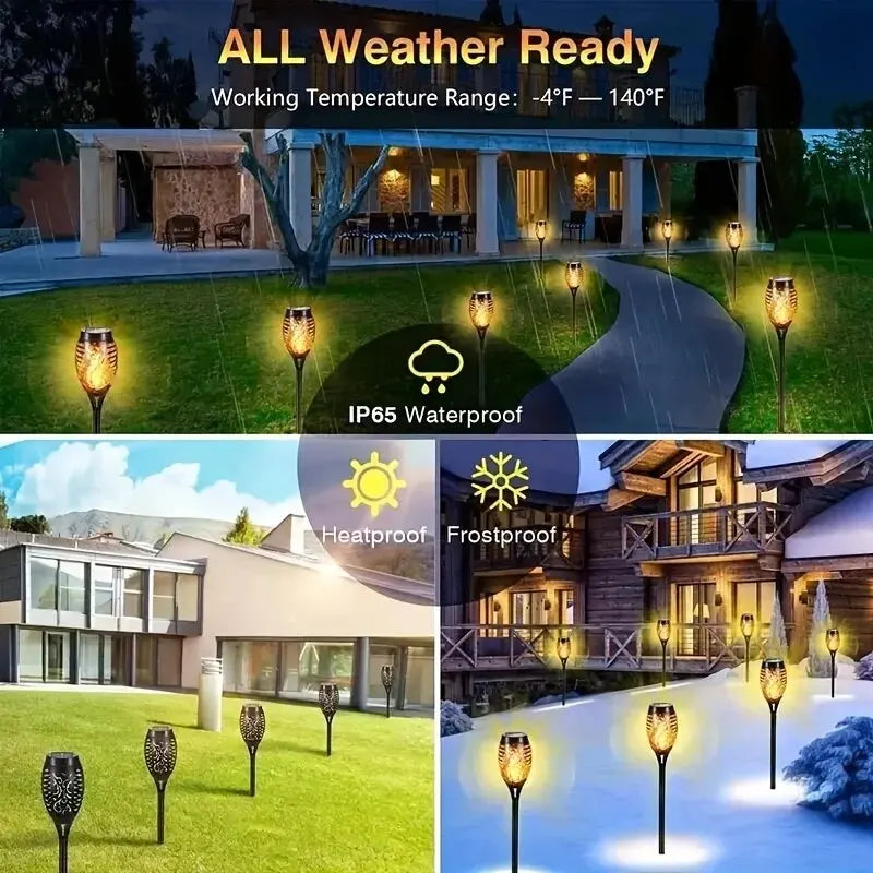 12LED Solar Flame Torch Light: Waterproof Outdoor Garden Decoration - Flickering Light for Lawn, Path, Yard, Patio Floor Lamp