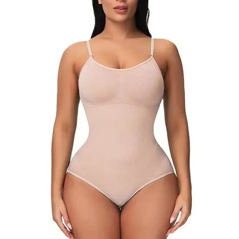 Women's Solid Seamless Shapewear Bodysuit - Tummy Control, Butt Lifting Slimming Body Shaper Underwear