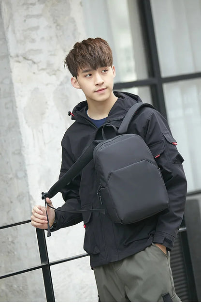 Mini Canvas Men’s Backpack – Black Rucksack, Waterproof School & Travel Bag