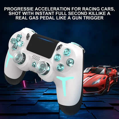 LED Bluetooth Wireless Gamepad – 6-Axis Gyroscope Dual Vibration RGB Controller for PS4, PS3 & PC
