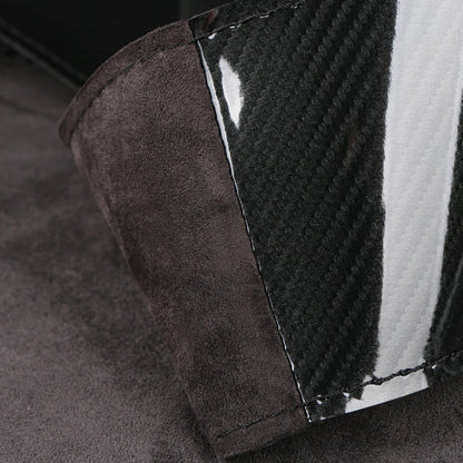 Dual-Tone Carbon Suede Steering Wheel Cover — Non-Slip, Soft Comfort, Universal Fit for Round & D-Type Wheels