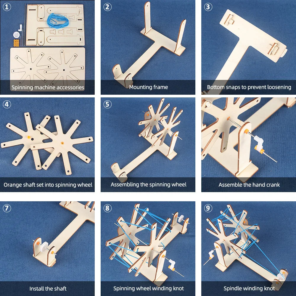 Mini Weaving Loom Frame Kit - Wooden Spinning Wheel Tapestry Loom, Perfect for Travel and Beginners - DIY Woven Set