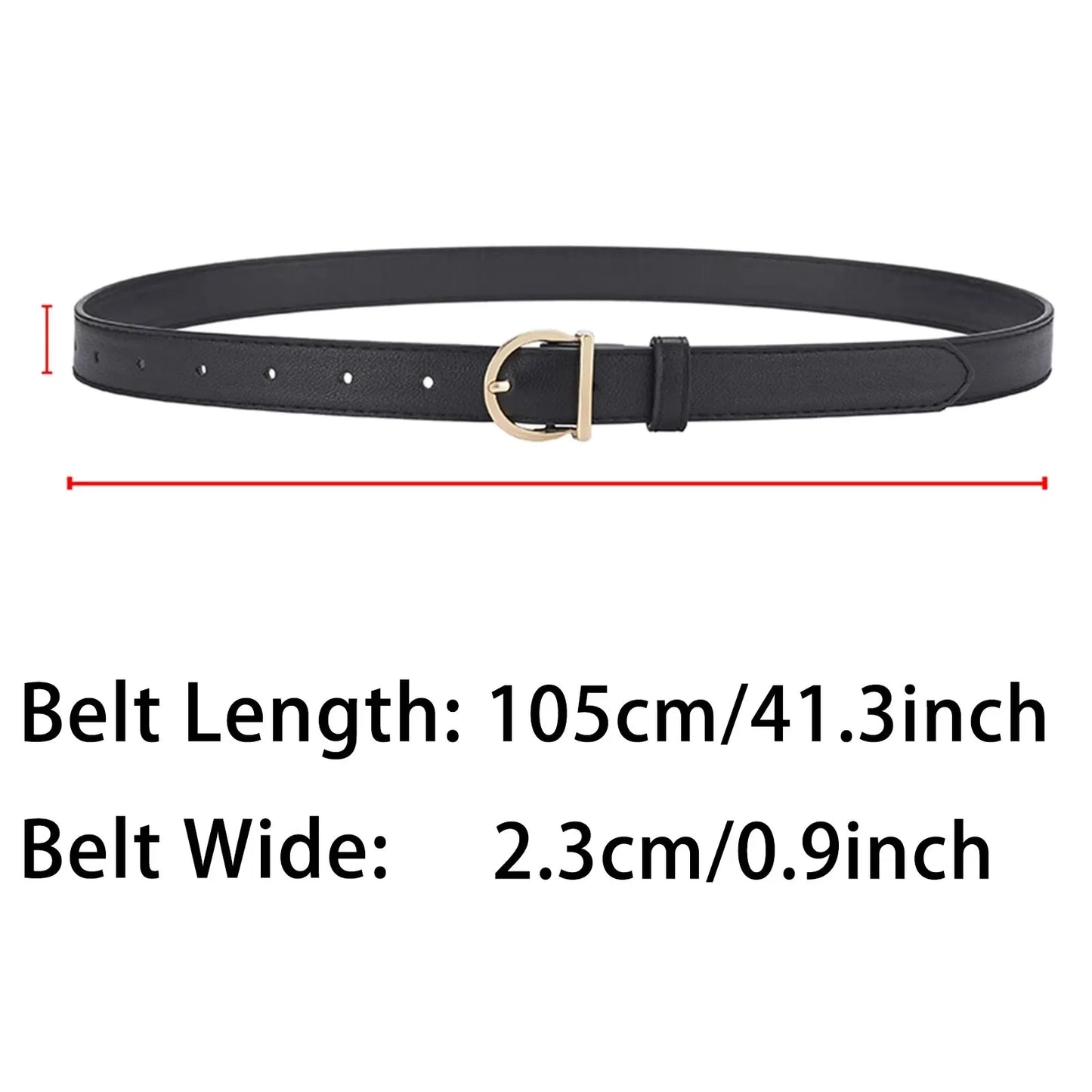 Women's Fashion Pin Buckle Thin Belt – Genuine Soft PU Leather Belt for Cargo Pants & Jeans, Windproof Design