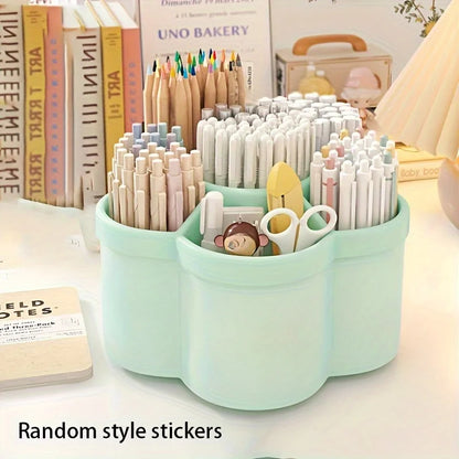 360° Rotating Pen Holder - Cute Large Capacity Desktop Stationery Organizer Storage Box