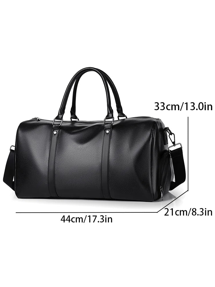 Retro Short Trip Bag – Large Capacity PU Waterproof Sports & Fitness Motorcycle Leisure Bag