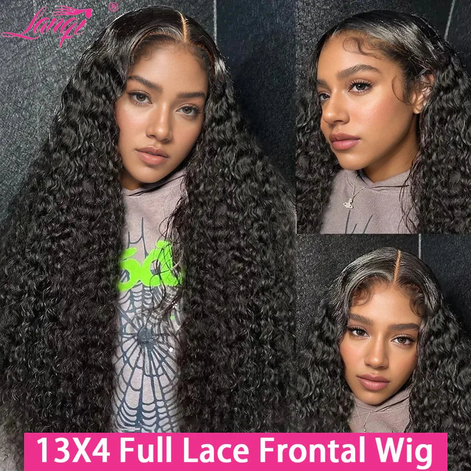 250% Curly Human Hair Lace Front Wig – Deep Wave Brazilian Remy 13x4 Water Wave Lace Frontal Wig