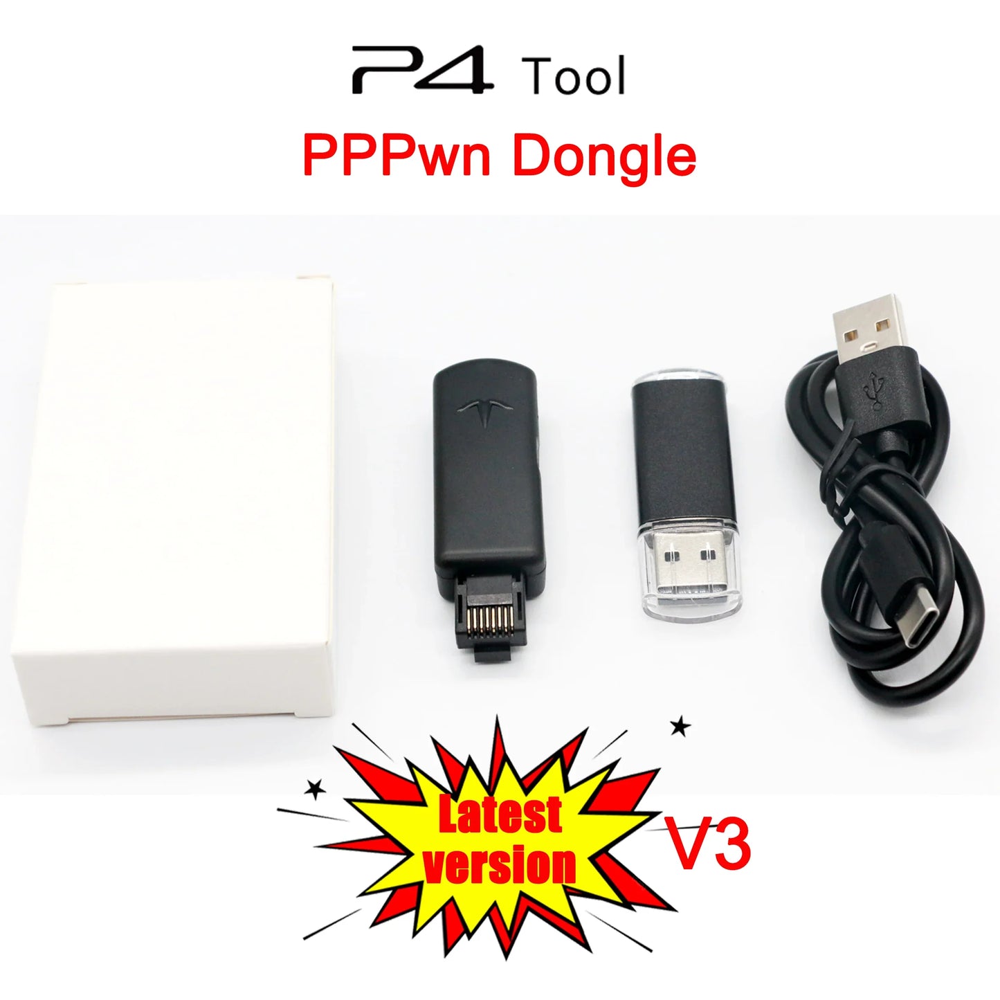 One-Key JB Tool Mod Set – USB Dongle with Ethernet & Type-C Cable Kit, JB USB Adapter for PS4/PS4 Pro/PS4 Slim FW 9.0-11.0 System