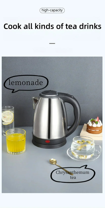 2L Travel Electric Kettle | Stainless Steel Portable Water Boiler for Tea, Coffee & Kitchen