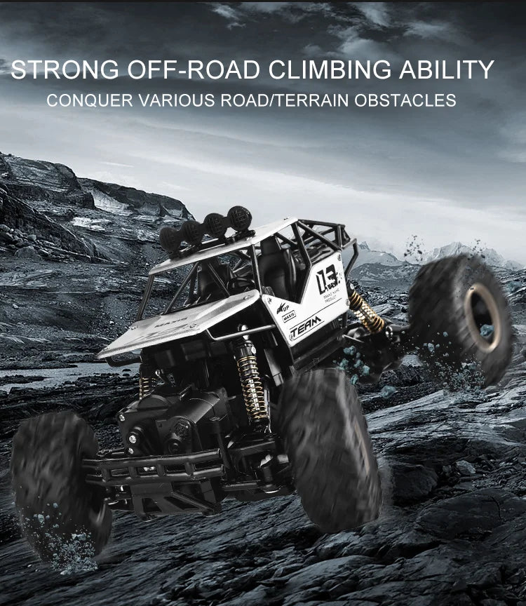 1:12/16 RC Off-Road Truck – 4WD Remote Control Car with Metal Shell & LED Lights for Kids
