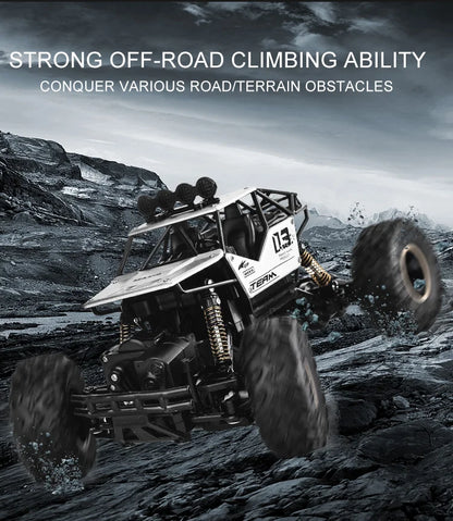 1:12/16 RC Off-Road Truck – 4WD Remote Control Car with Metal Shell & LED Lights for Kids