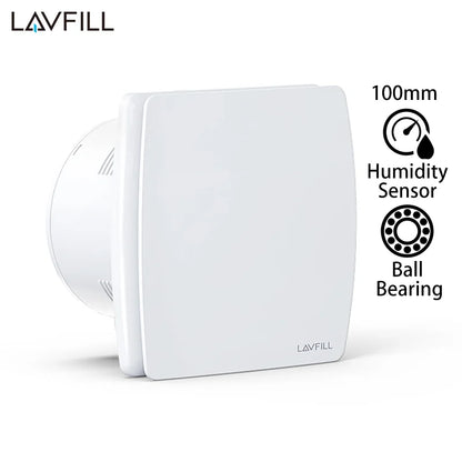 230V 4" 100MM Duct Extractor Fan – Smart Bathroom Exhaust with Timer, Humidistat, and Humidity Sensor for Shower & Toilet