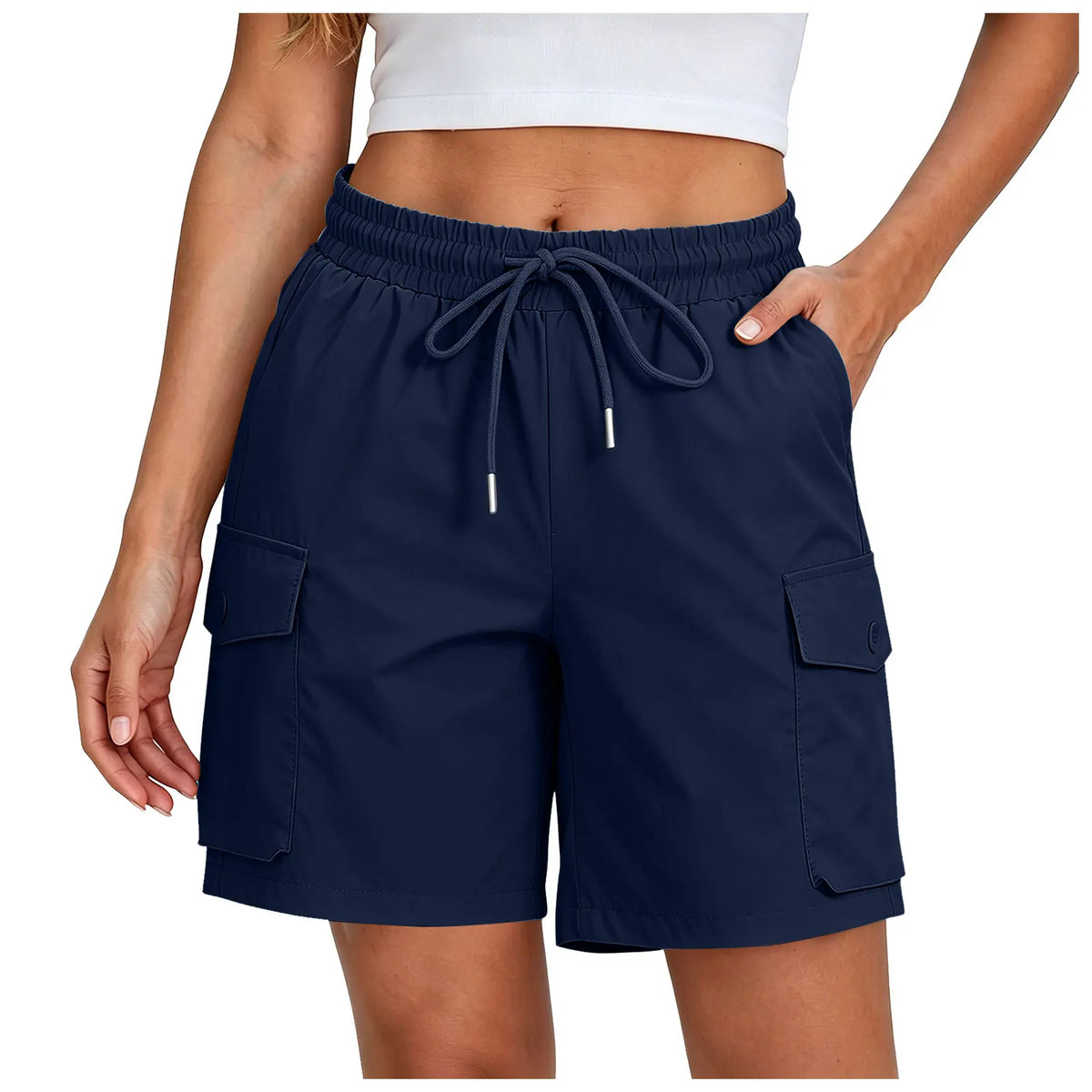 Women’s Summer Hiking Shorts - Lightweight Breathable High-Waist Multi-Pocket Cargo Shorts for Outdoor, Work & Streetwear