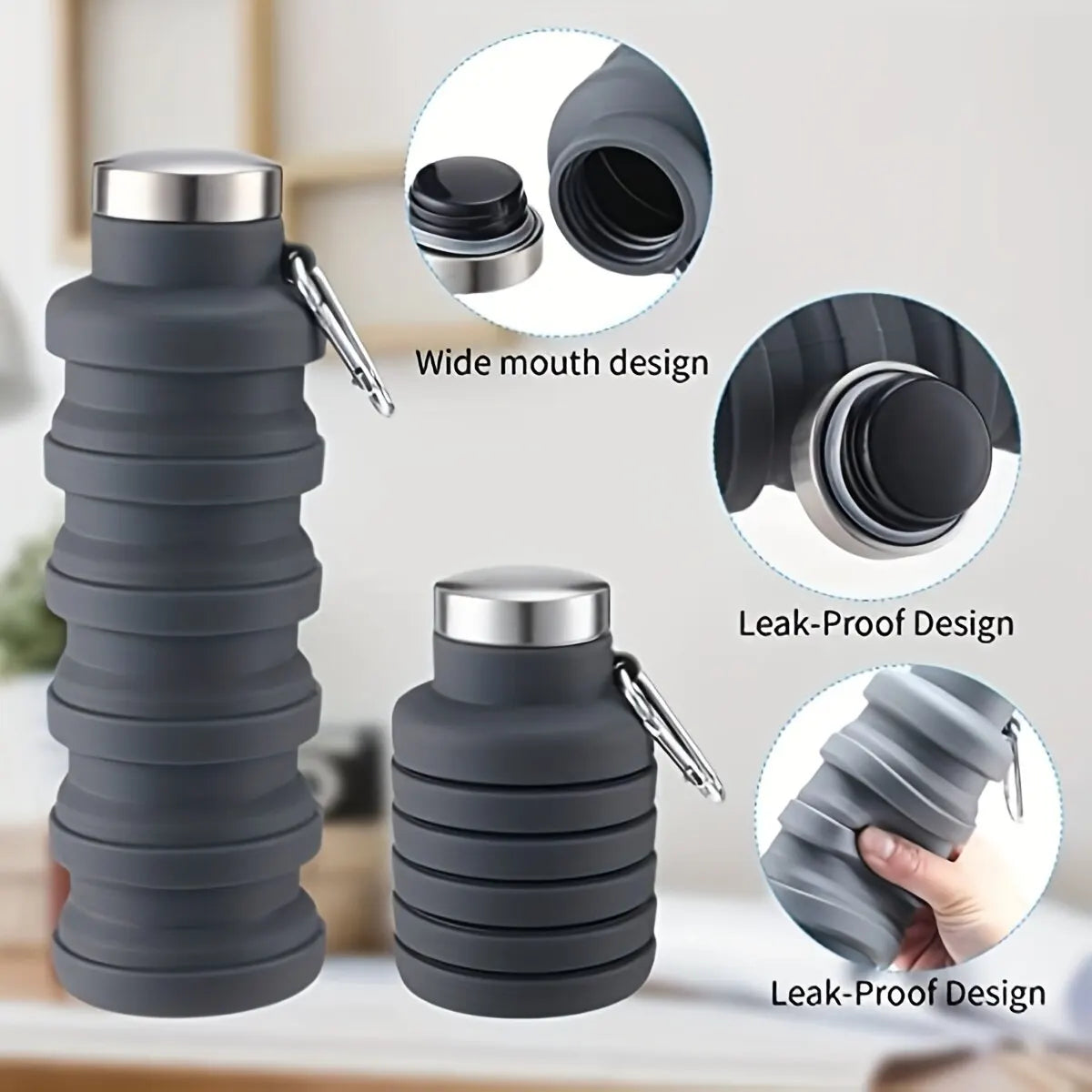Collapsible Water Bottle: Reusable BPA-Free Silicone Foldable Cup - Portable Hiking Gear for Outdoor Adventures