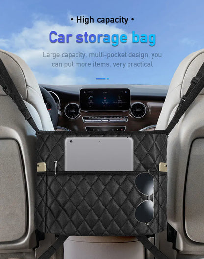 SEAMETAL PU Leather Car Handbag Holder - Seat Back Hanging Storage Organizer for Auto Interior