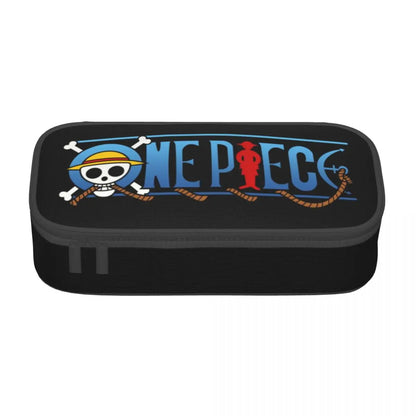 Cute Custom One Piece Pencil Case – Large Capacity Straw Hat Pirates Skull Stationery Bag for Boys & Girls