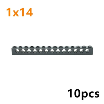 Technical Building Block Long Beam with Holes – Thick MOC Studded Bricks Compatible with 3703, 32018, 3895, 2730, 3894, 3701, 3700