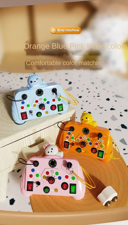 Montessori Busy Board Sensory Toy – LED Light & Switch Activity Game for Children Ages 2-4