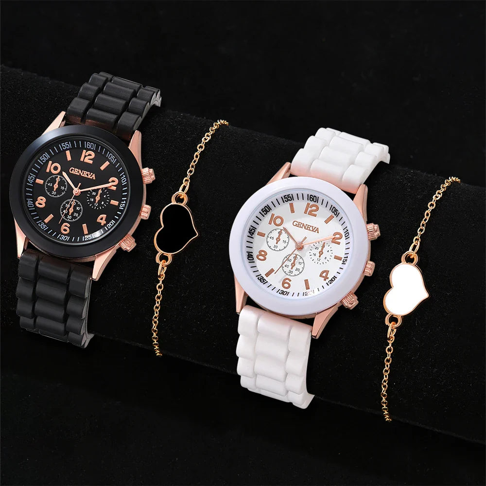 2PCS Set Couple Fashion Leather Watches – Simple Dial Quartz Wristwatches for Ladies & Men, Casual Dress Clocks