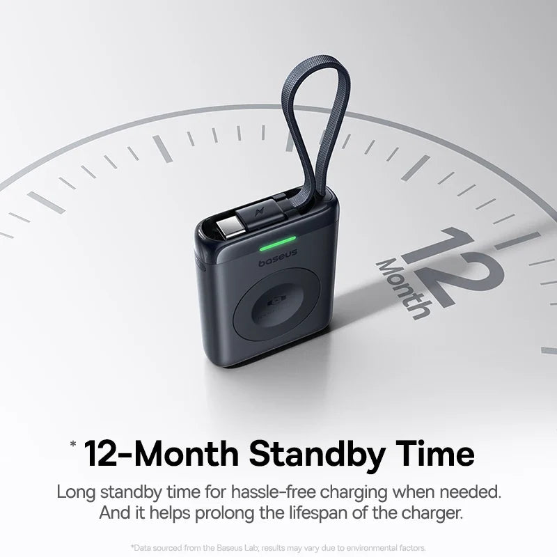 Baseus Magnetic Apple Watch Charger - 5W USB-C Wireless Charging Cable for Watch Series S1-S10, SE, SE2 & Ultra 2