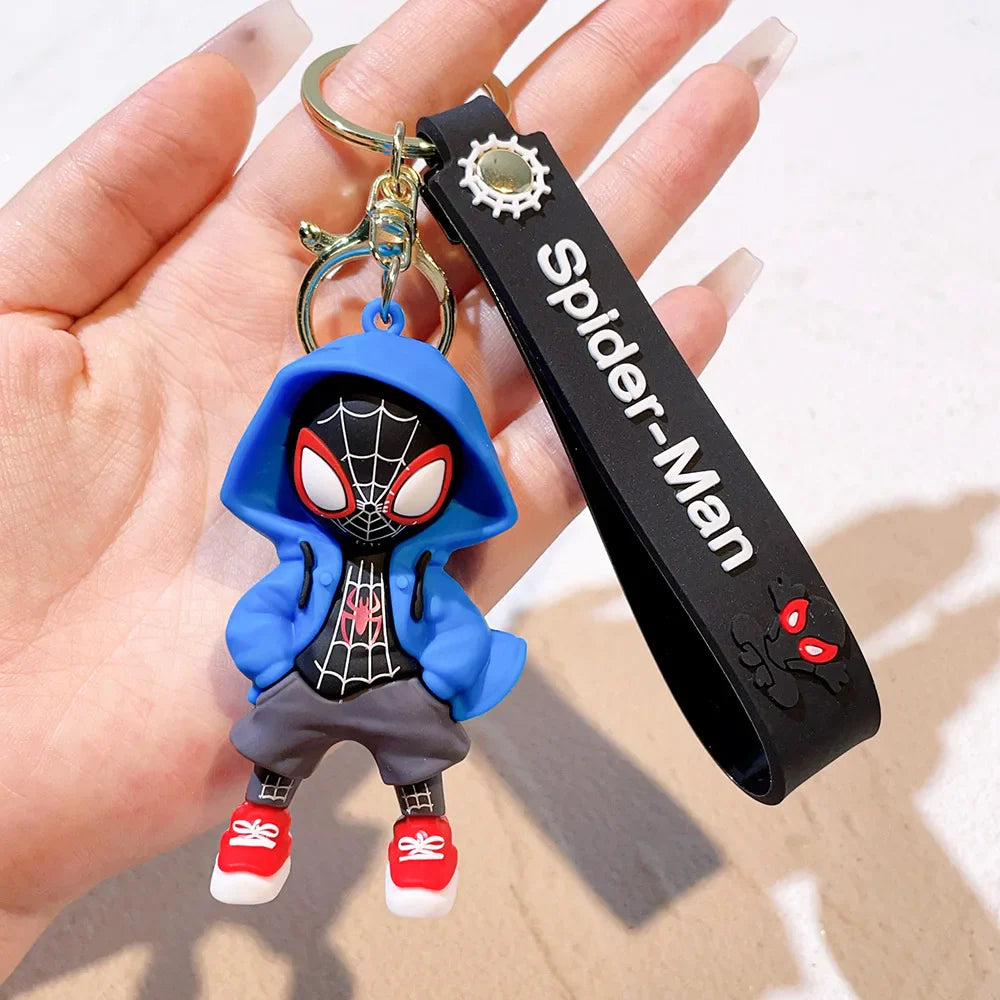 Marvel Spider-Man Action Figure Keychain — Cute Avengers Doll Widget with Iron Man & Captain America for Birthday Gifts