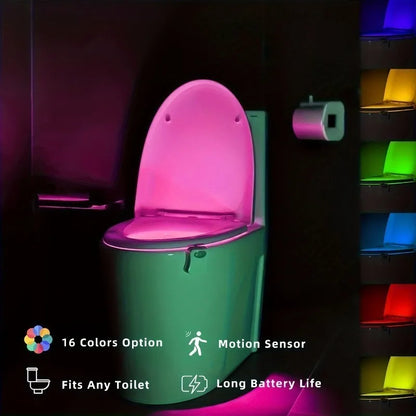 16-Color Motion-Sensing Toilet Night Light – LED Toilet Seat Light with Motion Sensor